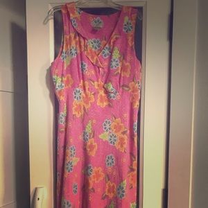 Sigrid Olsen pink floral sleeveless dress size 8